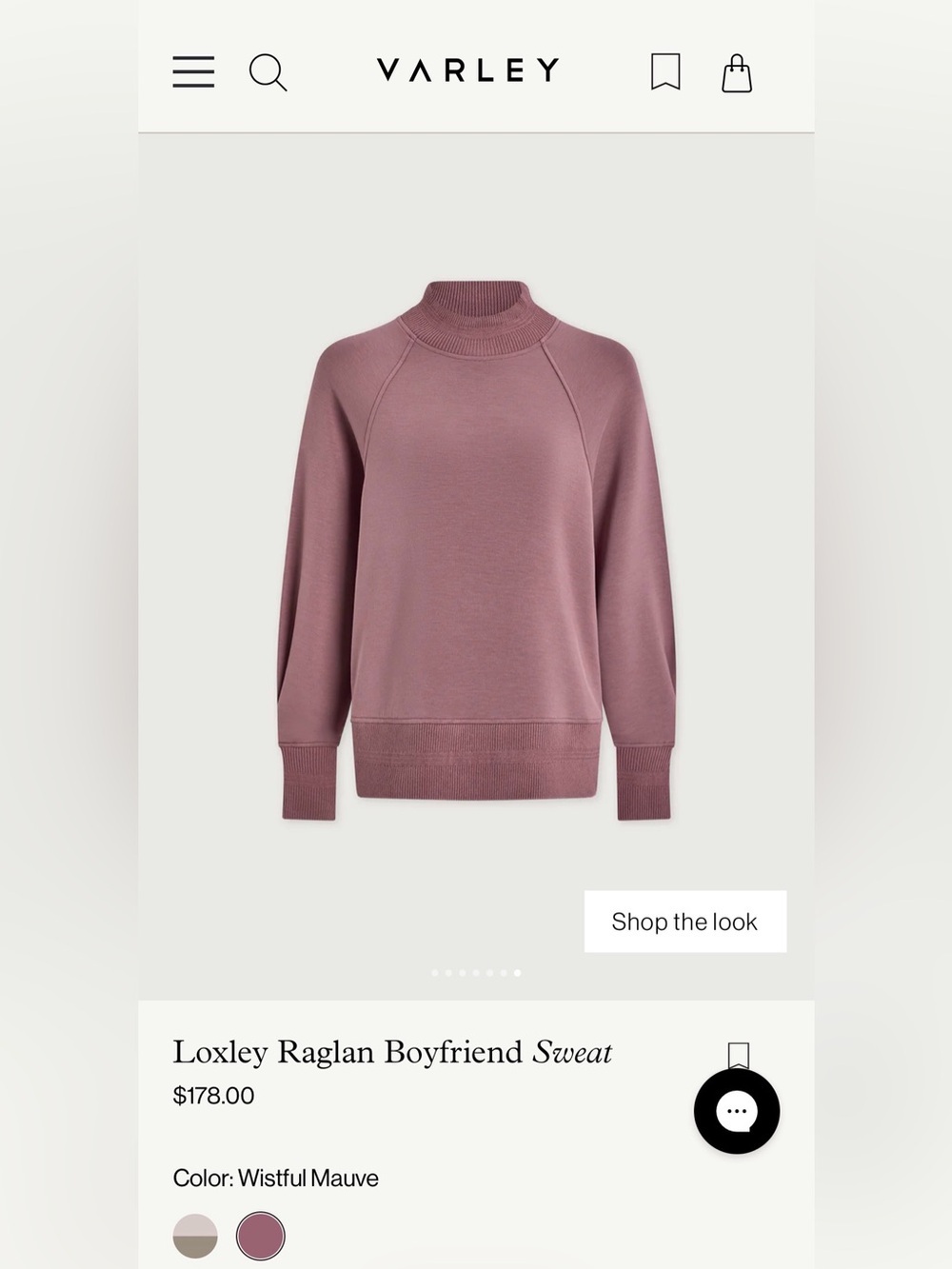 Varley Loxley Raglan Boyfriend Sweatshirt in Dusty Mauve